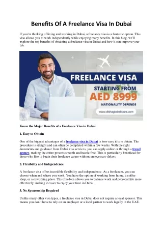 Benefits Of A Freelance Visa In Dubai