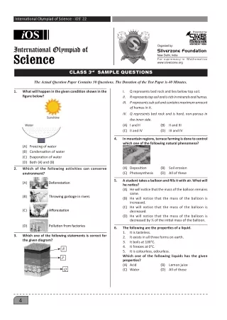 International Olympiad of Science (IOS) Class 3 Sample Paper