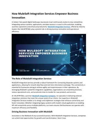 How MuleSoft Integration Services Empower Business Innovation