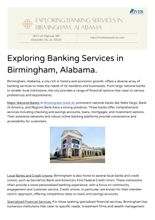 Exploring Banking Services in Birmingham, Alabama.