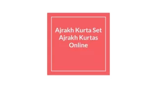 Ajrakh Kurta Set Ajrakh Kurtas Online