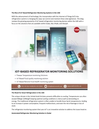 The Rise of IoT-Based Refrigerator Monitoring Systems in the UAE