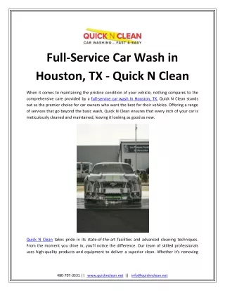 Full-Service Car Wash in Houston, TX - Quick N Clean