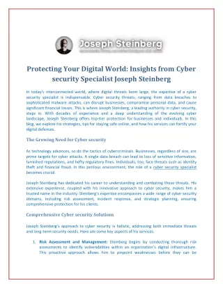 Protecting Your Digital World Insights from Cyber security Specialist Joseph Steinberg