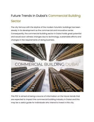 Future Trends in Dubai’s Commercial Building Sector