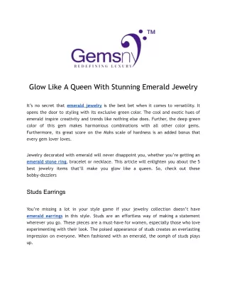 Glow Like A Queen With Stunning Emerald Jewelry