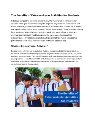 The Benefits of Extracurricular Activities for Students