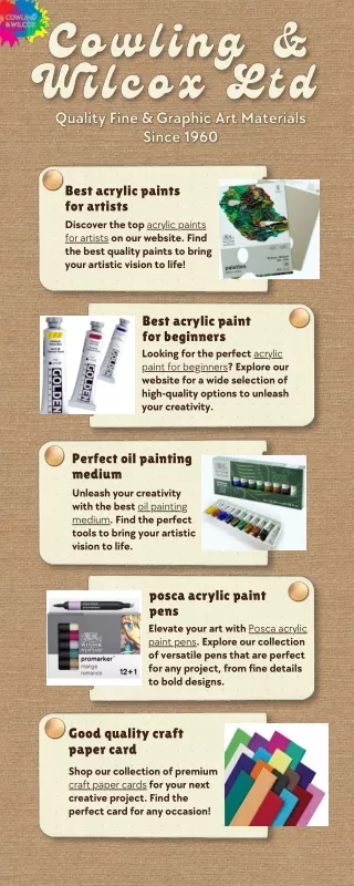 Discover Quality Art Supplies at Cowling & Wilcox