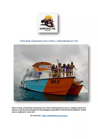 Party Boat Catamaran tour online | Adrenalinetours.net