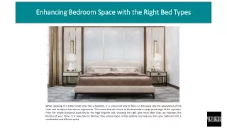 Enhancing Bedroom Space with the Right Bed Types