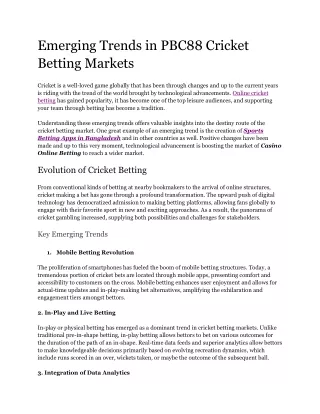 Emerging Trends in Cricket Betting Markets