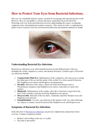 How to Protect Your Eyes from Bacterial Infections.