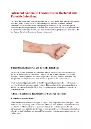 Advanced Antibiotic Treatments for Bacterial and Parasitic Infections.