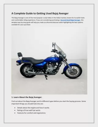 A Complete Guide to Getting a Used Bajaj Avenger