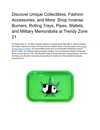 Discover Unique Collectibles, Fashion Accessories, and More_ Shop Incense Burners, Rolling Trays, Pipes, Wallets, and Mi