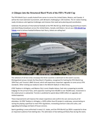 A Glimpse into the Organizational Hard Work of the FIFA World Cup