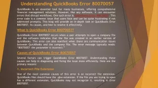 Resolving QuickBooks Error 80070057: A Quick Guide