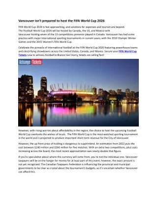 Vancouver isn’t ready to host the FIFA World Cup 2026