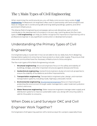 The 5 Main Types of Civil Engineering