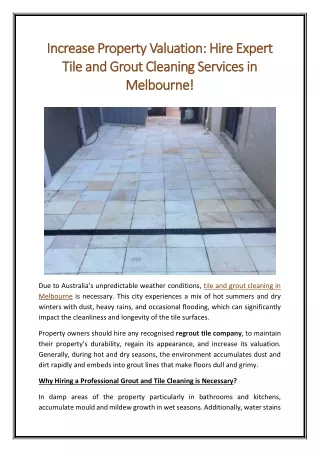 Increase Property Valuation Hire Expert Tile and Grout Cleaning Services in Melbourne