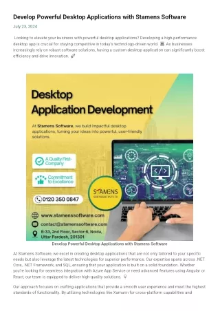 Develop Powerful Desktop Applications with Stamens Software