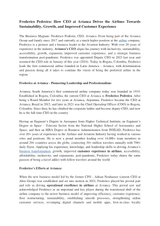 Frederico Pedreira How CEO at Avianca Drives the Airlines Towards Sustainability, Growth, and Improved Customer Experien
