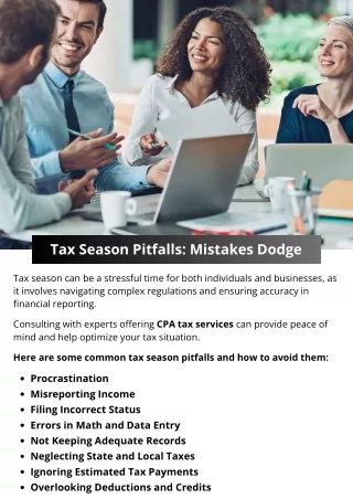 Tax Season Pitfalls: Mistakes Dodge