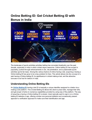 Online Betting ID_ Get Cricket Betting ID with Bonus in India