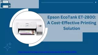 Epson EcoTank ET-2800 A Cost-Effective Printing Solution