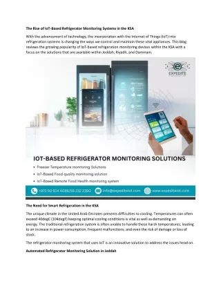 The Rise of IoT-Based Refrigerator Monitoring Systems in the KSA