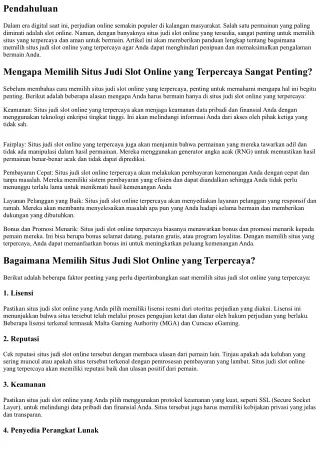 Bagaimana Memilih Situs Judi Slot Online yang Terpercaya?