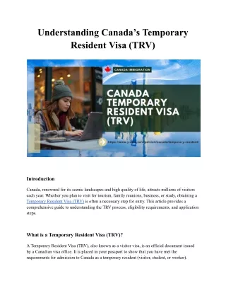 Understanding Canada’s Temporary Resident Visa (TRV)