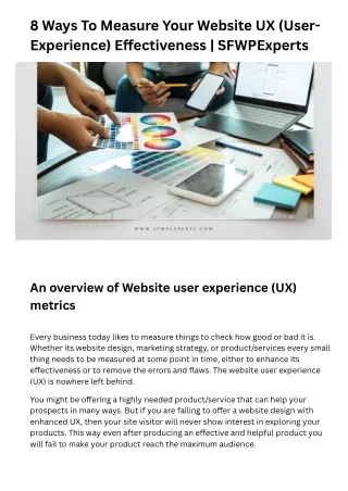 8 Ways To Measure Your Website UX (User-Experience) Effectiveness | SFWPExperts
