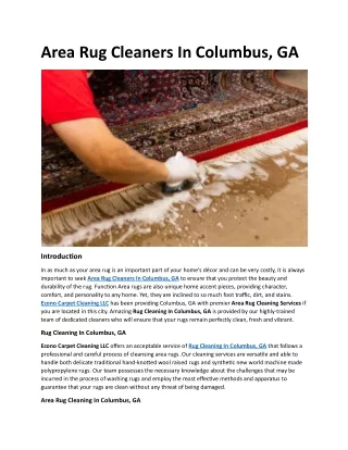 Area Rug Cleaners In Columbus, GA