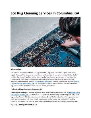 Eco Rug Cleaning Services In Columbus, GA