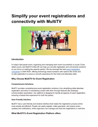 Simplify your event registrations and connectivity with MultiTV