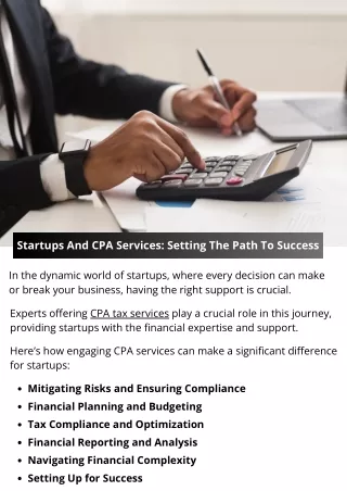 Startups And CPA Services: Setting Path To Success