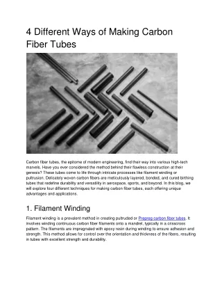 4 different ways of making Carbon fiber tubes- Nitpro Composites