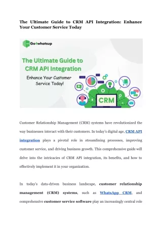 The Ultimate Guide to CRM API Integration_ Enhance Your Customer Service Today