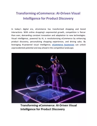 Transforming eCommerce: AI-Driven Visual Intelligence for Product Discovery