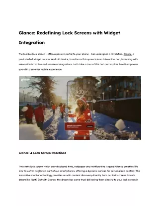 Glance_ Redefining Lock Screens with Widget Integration