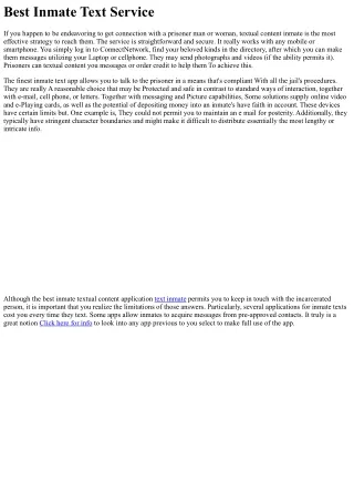 Greatest Inmate Textual content Assistance