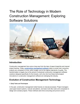 The Role of Technology in Modern Construction Management_ Exploring Software Solutions