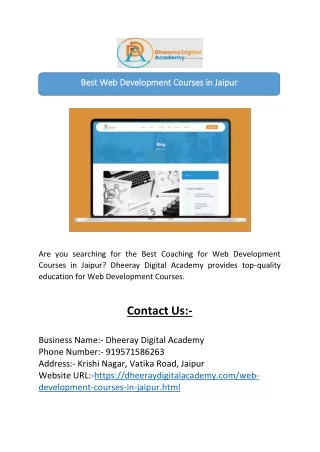 Best Web Development Courses in Jaipur