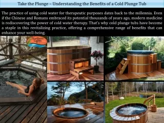 Take the Plunge – Understanding the Benefits of a Cold Plunge Tub