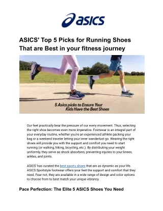 ASICS_ Top 5 Picks for Running Shoes That are Best in your fitness journey