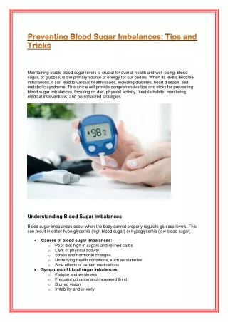 Preventing Blood Sugar Imbalances: Tips and Tricks