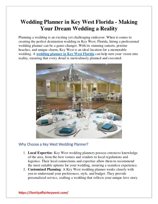 Wedding Planner in Key West Florida - Making Your Dream Wedding a Reality