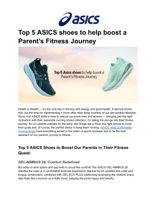 Top 5 ASICS shoes to help boost a Parent’s Fitness Journey