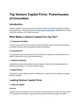 Top Venture Capital Firms_ Powerhouses of Innovation